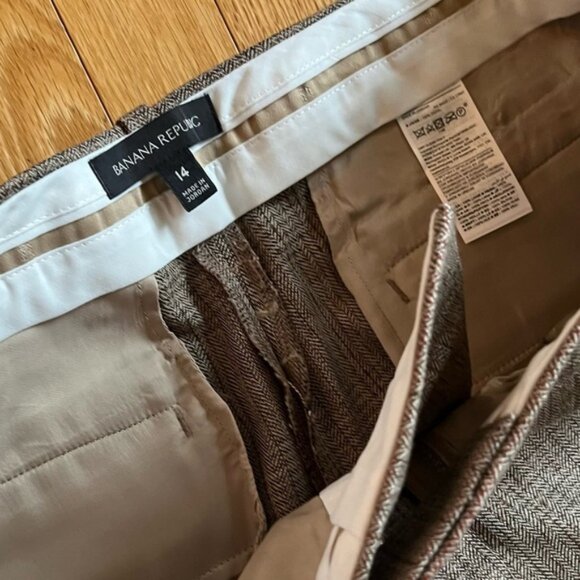 Banana Republic Patterned Pants New Size 14 Wide leg Brown tan - Picture 9 of 11